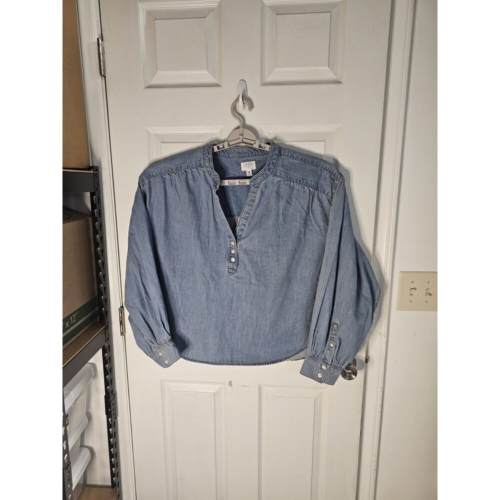 NEW Womens Pullover Denim top, LightBlue, V neck, Long Sleeve, Boho-Chic 2XL